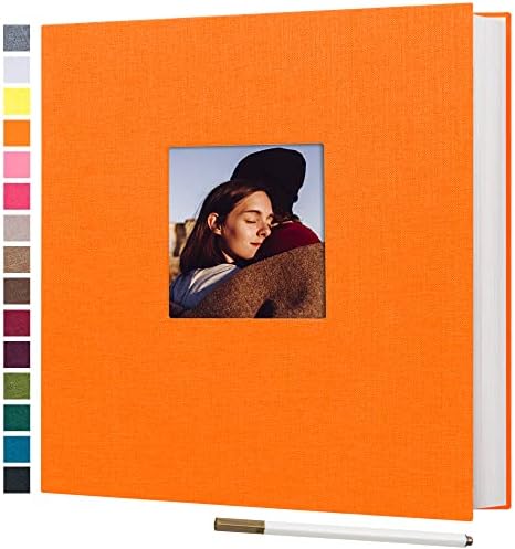 potricher Large Self Adhesive Photo Album 40 Pages, Linen cover, Orange by potricher