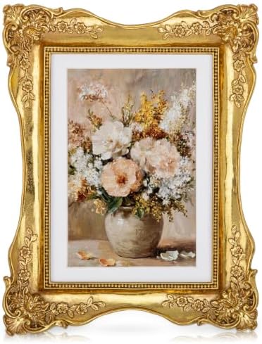 Gold Vintage Picture Frame 5x7, Antique Ornate Photo Frame Décor by Arborus