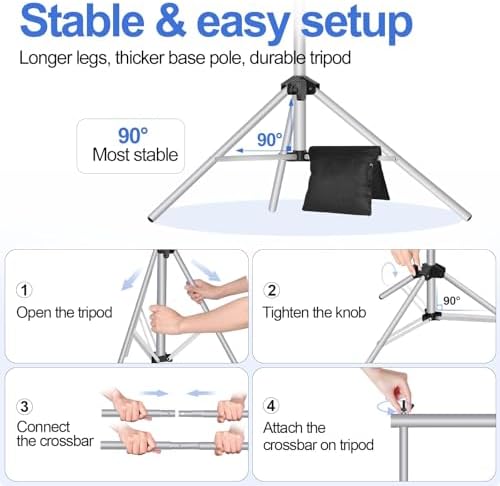 EMART Backdrop Stand 10x7FT Adjustable Back Drop Stand for Party -Silver - Image 5