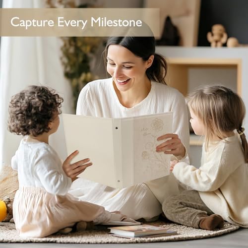 Photo Album 8x10 Clear Pages Pockets Leathe Cover Slip Slide in Photo Album Holds 50 Vertical 8x10 Photos Picture Book for Wedding Family (Beige) - Image 5