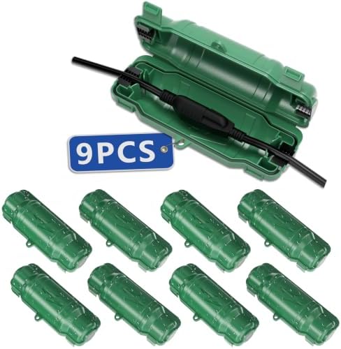 9 Pack Outdoor Extension Cord Safety Cover, Waterproof, Green by Unknown