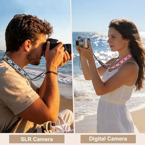 Universal Camera Strap - Camera Neck Strap, Adjustable Shoulder Straps Compatible with Canon, Fujifilm, Nikon, Olympus, Panasonic and other SLR and mirrorless cameras - Black Grey White Rhombus - Image 2