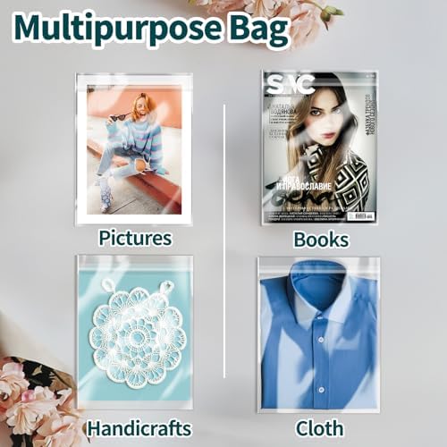 ZBEIVAN 100 Pack 8 15/16" x 11 3/8" Acid-Free Crystal Clear Sleeves Storage Bags for 8.5x11 Art Prints, Photo Framing Mats, and Craft Wrapping - Image 5