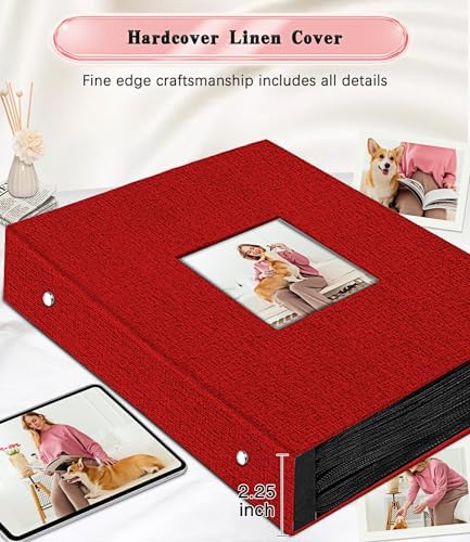 Ejblfe Photo Album 4x6,Linen Cover Slide-in Photo Album Book Can Holds 600 4x6 Photos with 60 Black Sheets for Family,Wedding,Baby and Holiday Pictures (Red) - Image 5