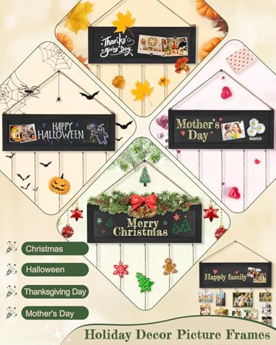 Bikoney Hanging Picture Frame Collage with Blackboard - Vintage Black - Image 4