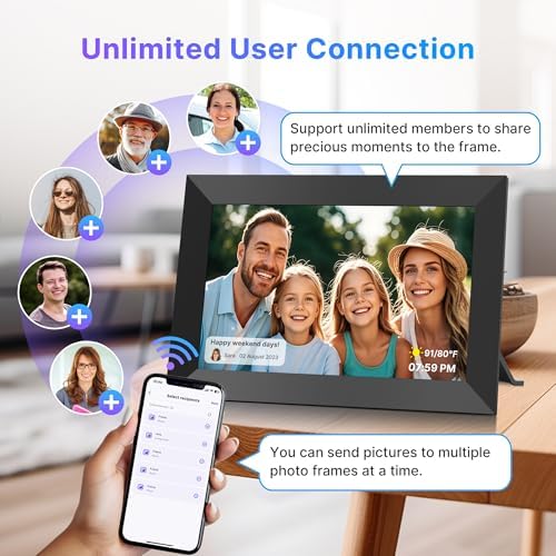 Uhale Digital Picture Frame 32GB Storage 10.1 Inch WiFi Electronic Photo Frames SD Card Slot IPS Touch Screen HD Display Auto Rotate Slideshow Share Videos Photos Instantly Send Wishes Remotely - Image 5