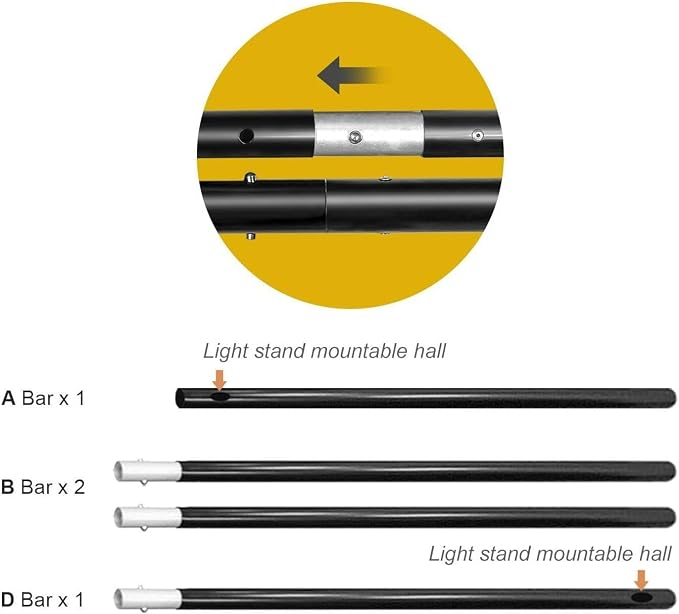 10ft/3M Background Folding Crossbar, Photography Lighting Muslin Backdrop Support Crossbar, 1 x 3m Crossbar, 3 x Clip - Image 4
