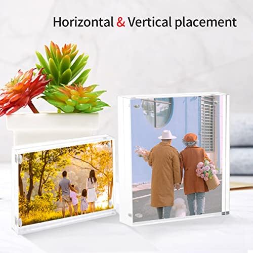 Sezanrpt Acrylic Picture Frames 5x7 Free Standing, Clear Crystal Double Side Magnets 5'' x 7'' Picture Frame, Office Desktop Magnetic 5x7 Lucite Photo Frame for Booth Display, Brand Advertiser… - Image 4