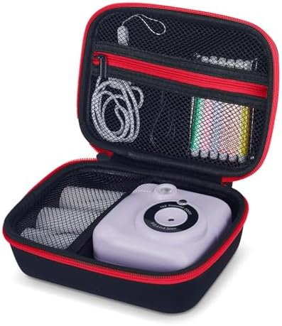 Kids Camera Case Fit for ESOXOFFORE/Dylanto/Yehtta/HiMont/Gofunly Instant Print Camera Toy,Portable Digital Camera bag Storage Holder Organizer(Case Only) - Black&Red by Hikkon