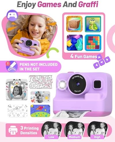 Yehtta Kids Instant Print Camera,Dual-Lens Selfie Camera for Kids, Purple - Image 5