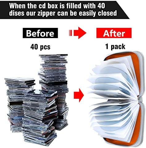 Siveit CD/DVD Cases 40 Capacity Disc Storage Binder for Car(Orange) - Image 4