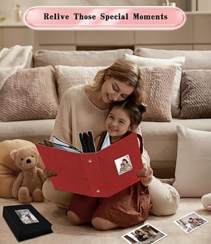 Ejblfe Photo Album 4x6,Linen Cover Slide-in Photo Album Book Can Holds 600 4x6 Photos with 60 Black Sheets for Family,Wedding,Baby and Holiday Pictures (Red) - Image 6