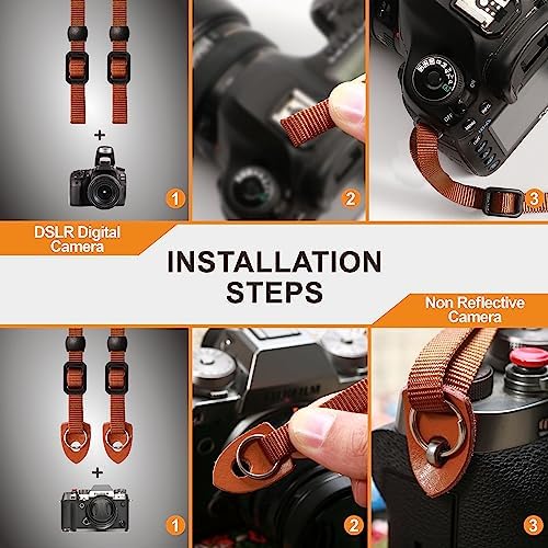 Padwa Lifestyle Hollow Crochet Orange Daisy Camera Strap - Double Layer Cowhide Ends,2" Cotton Vintage Camera Straps, Adjustable Neck Shoulder Strap for All DSLR Cameras,Great Gift for Photographers - Image 5