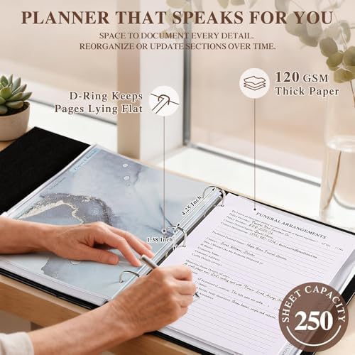 Lanpn End of Life Binder Organizer Death Planner 8.5"x11", Final Wishes & Estate Document Folder with 8 Dividers & 10 Letter Size Binder Pockets, When I Die Journal Before Death Life Plan Book, Brown - Image 4