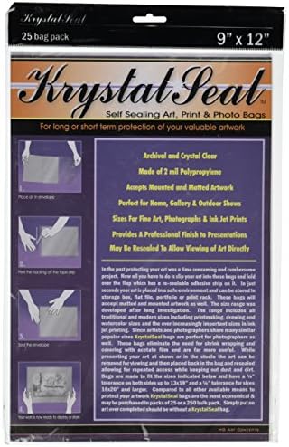 Creative Mark Krystal Seal Art and Photo Bags - Resealable Archival Storage Bags Art Sleeves Plastic Bag Used For Protecting Artwork Resealable With Adhesive Strip - [25 Pack - 9 x 12"] by CreativeMark
