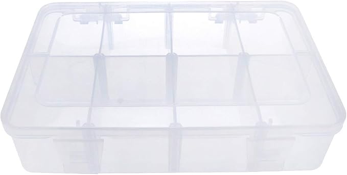 Xiaoyztan 12-Bin Clear Plastic Organizer with Adjustable Divider 7.3x4.9in | 12-grid organizer with adjustable dividers for jewelry, beads, tackle, and crafts - Image 6