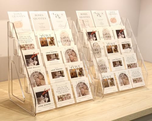 Card Display Stand set of 2, Clear 5-Tiered Shelf For Greeting Card, Stickers, Postcard, Sports Graded Card, Football Baseball Basketball Cards, Table Top Holder Display Rack For Psa Slabs (2 Pack) - Image 2