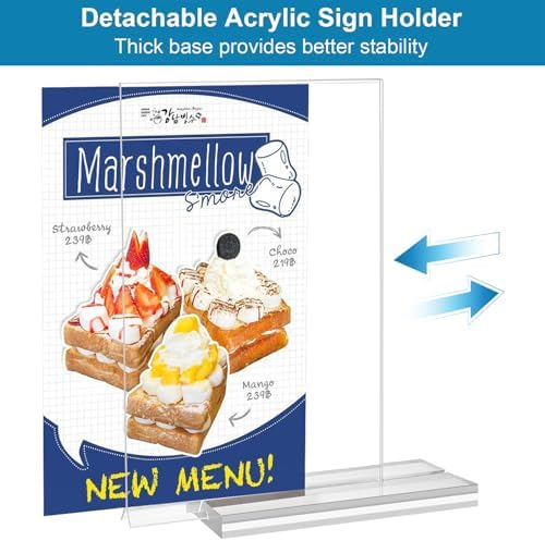 Acrylic Sign Holder 4x6 Vertical Plastic Signs Acrylic Frame Display Signs Table Stand Bulk 6 Pack - Image 3