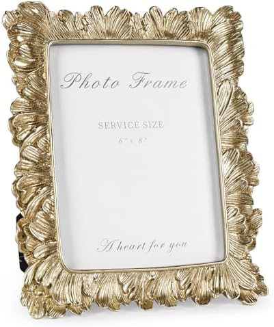 Cuspin 6x8 Picture Frame Gold Vintage Palm Leaf Textured Resin Frame by Cuspin
