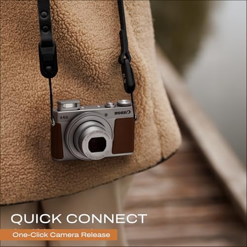 C Coiro Slim Leather Camera Strap with Quick Release, Neck Adjustable Camera Shoulder Strap SLR Compatible with All Camera Brands, Classic/Black - Image 2