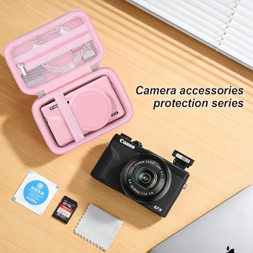 BOVKE Hard Case + Silicone Cover for Canon Powershot G7 X Mark III, Pink - Image 6