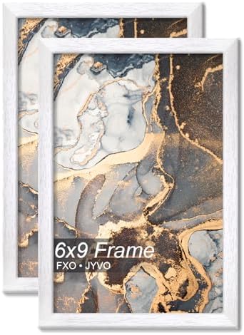 6x9 Picture Frame Set of 2 White Engineered Wood Tabletop/Wall Hanging by Fxojyvo