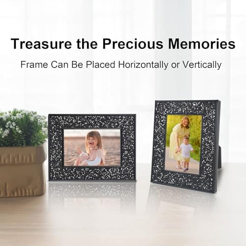 2x3 Picture Frames, Small Real Glass Frame, Glitter Mini Photo Frames for Tabletop, Elegant Home Décor & Gift (Black 4 Pack) - Image 4