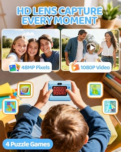 CalineGam Kids Instant Print Camera, 1080P HD Dual Lens with 32GB Card | 2.4" Screen Kids Camera with 3 Paper Rolls, 16X Zoom, Christmas Birthday Gifts for Girls and Boys Age 3-12 - Image 5