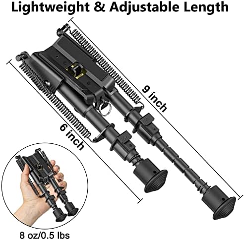 CVLIFE 6-9 Inches Bipod Adjustable Spring Return with Picatinny Adapter - Image 3