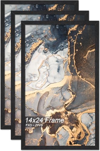Fxojyvo 14x24 Picture Frame Set of 3 Black Engineered Wood Wall Hanging by Fxojyvo