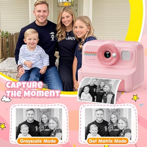 HiMont Kids Camera Instant Print, 1080P HD Instant Print Camera for Kids with 3 Rolls Print Paper & 32GB Card, Selfie Digital Camera for Kid, Ideal Kid Toys Gifts for Boys & Girls Age 3-14 (Pink) - Image 3