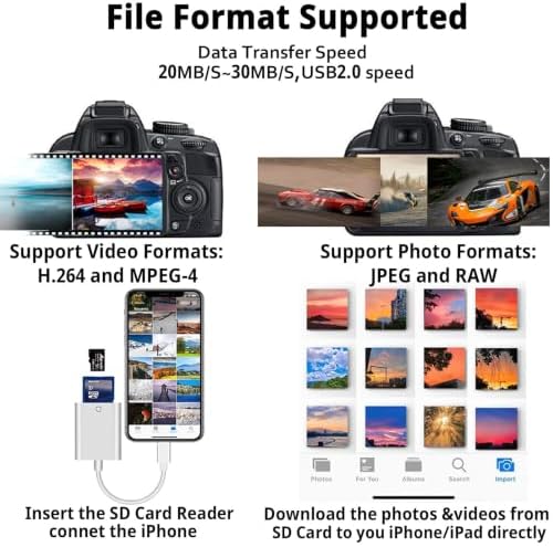 (Apple MFi Certified) Lightning to SD Card Camera Reader for iPhone iPad, Dual Card Slot Memory Card Reader Supports SD and TF Card Trail Camera Viewer Sd Card Adapter Portable Micro Sd Card Reader - Image 4
