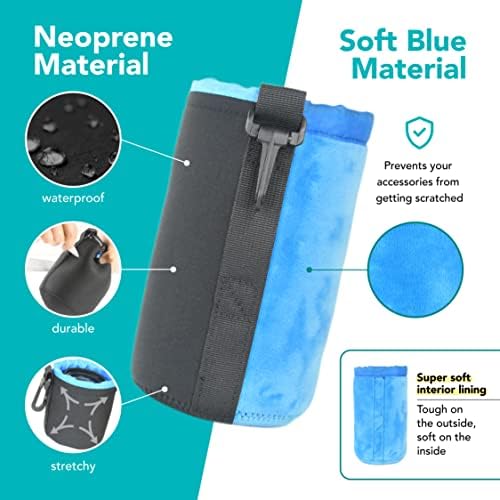 Foto&Tech 5mm Extra Thick Neoprene Lens Bag Pouch with Adjustable Drawstring and Swivel Clip Compatible with DSLR SLR Camera Lenses (Medium) - Image 2