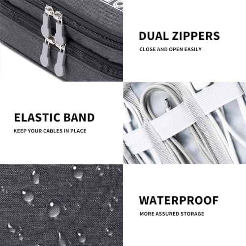 Lanola Custom Personalized Travel Cable Organizer Bag, Electronic Accessories Case Portable Double Layer Cable Storage Bag with DIY Dividers & Custom Photo Text for Men Women (Black) - Image 6