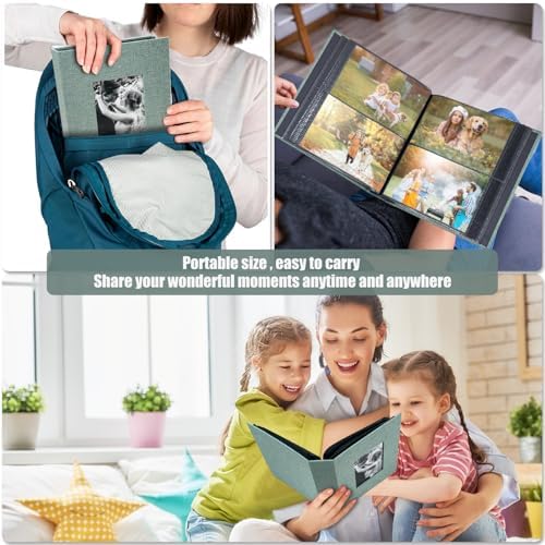 Photo Album 4x6 with 200 Pockets, Slip-in Picture Albums, Linen Cover Memory Book with Front Window, Black Page Vertical Photo Book for Wedding, Family, Anniversary, Baby, Vacation(Green) - Image 4
