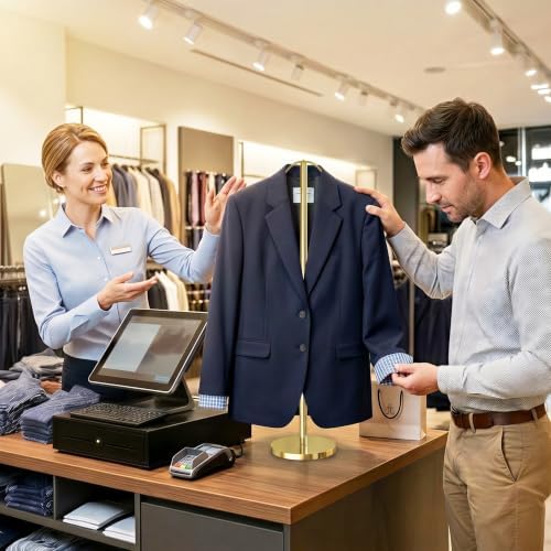Reusable Shirt Display Stand-Mannequin Torso Tshirt Display Stand for Vendor,18-33" Adjustable Dress Form Mannequin Stand Clothes Rack,Portable Stable Holder Jacket Coat Hanger All metal/Gold/4 Pack - Image 6