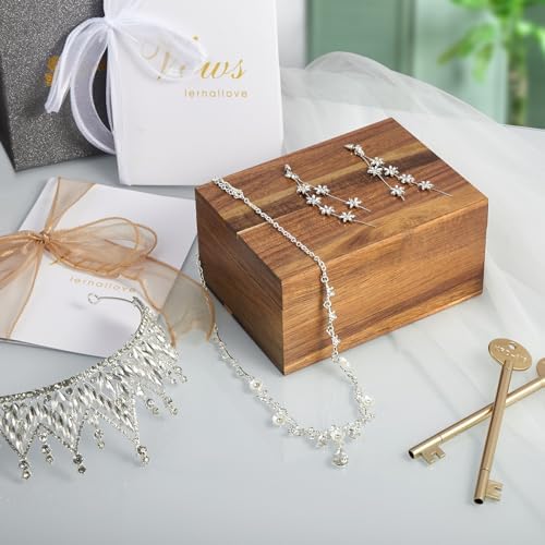 DRASTAR Keepsake Box, Acacia Wood Memory Box with Hinged Lids, Wooden Jewelry Box, Small Storage Box,3x5, 4x6 Decorative Card Box, Bridal Shower Gifts - Image 7