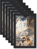 5x8 Picture Frame Set of 6 Black Engineered Wood Tabletop/Wall Hanging by Fxojyvo