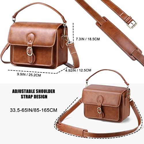 Cwatcun Camera Sling Bag Retro PU Leather, Crossbody for DSLR/Mirrorless - Image 6