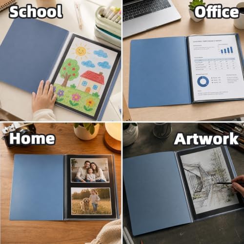 11x14 Blue Art Portfolio Folder Displaying 48 Pages with Plastic Sleeves - Image 6