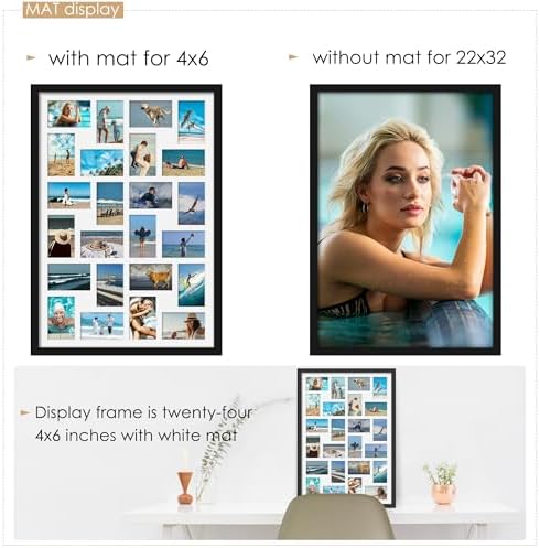 DUENPY 22x32 Collage Frame For 24 4x6 Photos Black - Image 2