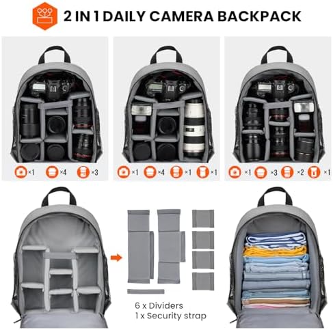TARION Small Camera Backpack for Photographers Compact 12L Grey TB-S - Image 3