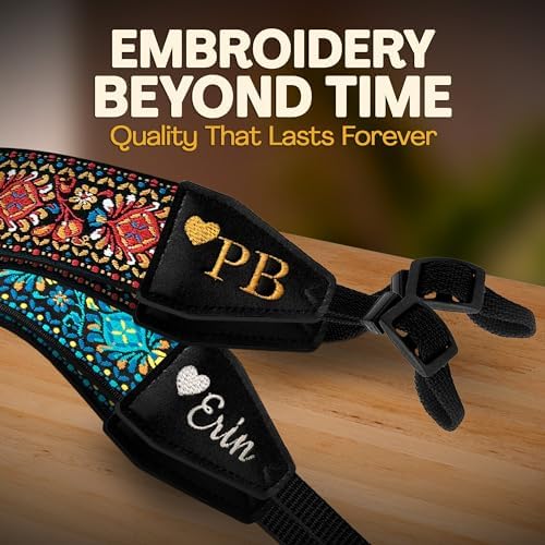 Art Tribute Camera Strap Personalized With Name - Shoulder, Crossbody & Neck Camera Strap for Photographers, Fits All Cameras, Canon Nikon Sony Fujifilm, Padded Strap W/Quick Release & Leather Ends - Image 5