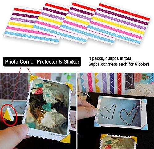 Photo Album DIY Scrapbook, 10x10 inch 50 Pages Double Sided, Vintage Hardcover Three-Ring Binder Picture Booth Albums with 6 Colors 408pcs Self Adhesive Photos Corners for Memory Keep (Black) - Image 6