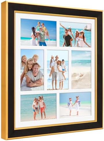 Suede 13.5x15.5 Picture Frame Display 7 Opening 4x6 Picture Frames Collage Wall Decor with Mat,Multi Photo Frame for Plexiglass,Wall Decor,1Pack,Black by AnoziebyProductsunder