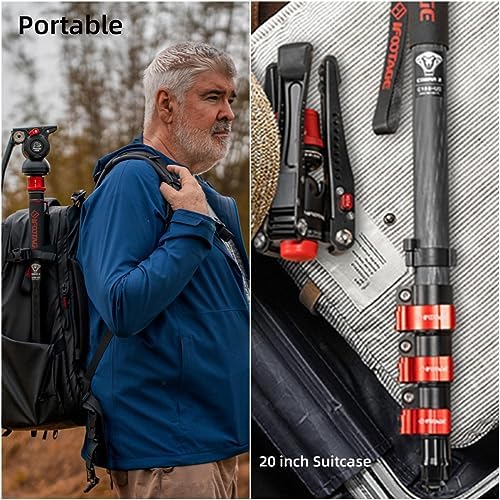 IFOOTAGE Cobra 3 A180F,Camera Monopodd with Tripod Base,Aluminum Professional Video Monopo,Suitable for SLR Cameras and Camcorders(71") - Image 6