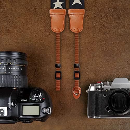 Padwa Lifestyle Pentagram Embroidered Camera Strap - Double Layer Cowhide Ends,2" Cotton Woven Camera Straps, Adjustable Vintage Neck & Shoulder Strap for All DSLR Cameras,Great Gift for Photographers - Image 6