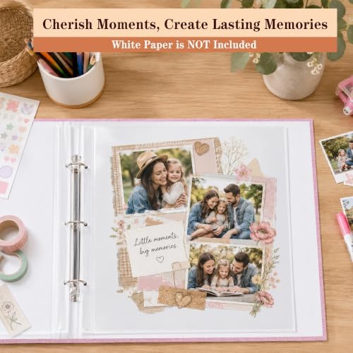 12"x12" DIY Scrapbook Photo Album with 80 Pages 40 Plastic Sleeves Pink - Image 4