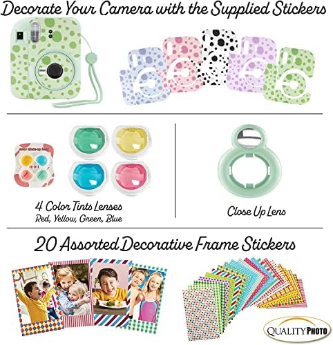Fujifilm Instax Mini 12 Instant Camera with Case, Decoration Stickers, Frames, Photo Album and More Accessory kit (Mint Green) - Image 4