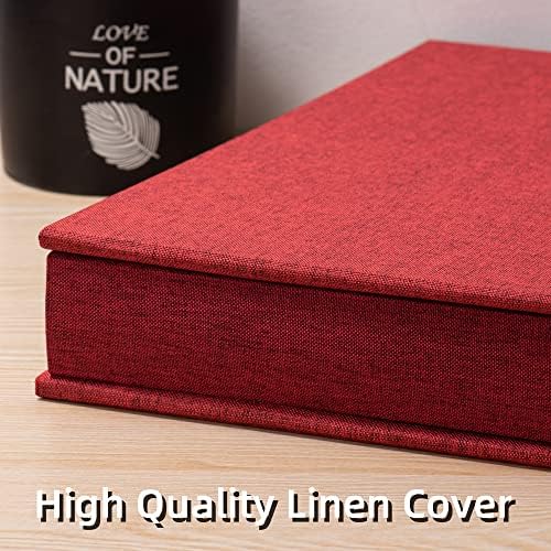 Large Photo Album Self Adhesive 4x6 5x7 3x5 8x10 Scrapbook Magnetic Album DIY Scrap Book Length 13 x Width 12.8 (Inches) 120 Black Sticky Pages Linen Cover DIY Photo Album(Red) - Image 4